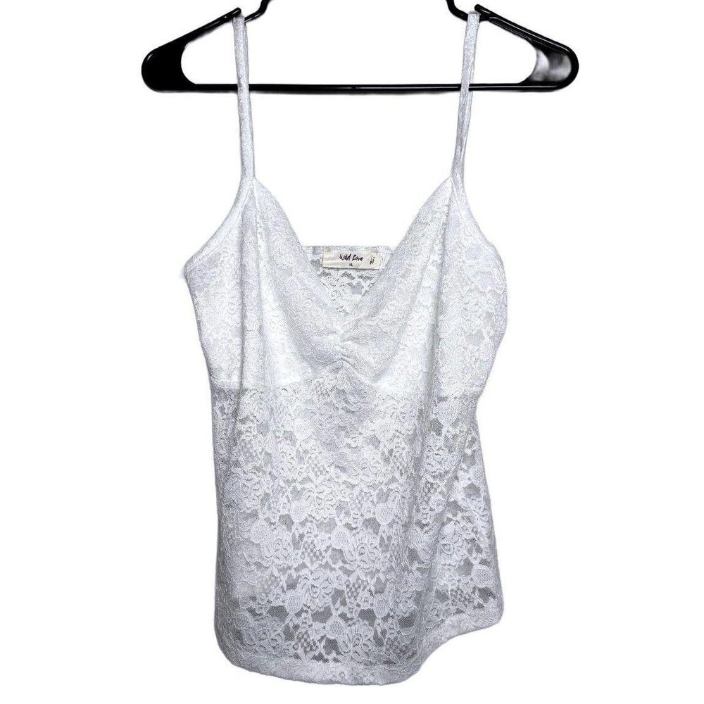 Romantic White Lace Camisole Tank Top XL